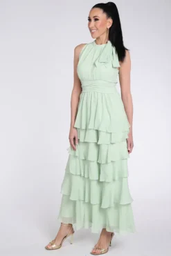 Neo Noir Marli solid chiffon dress Jurk mouwloos Mint