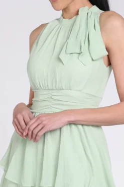 Neo Noir Marli solid chiffon dress Jurk mouwloos Mint