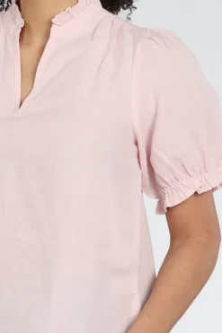 Neo Noir Odesa linen blouse Blouse korte mouw Roze