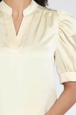Neo Noir Roella Heavy Sateen blouse Blouse korte mouw Licht geel