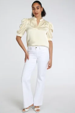 Neo Noir Roella Heavy Sateen blouse Blouse korte mouw Licht geel