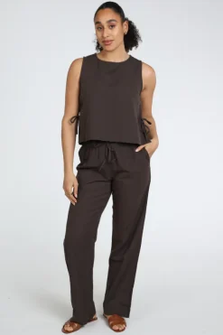Neo Noir Sonar Linen pants Broek Donker bruin