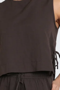 Neo Noir Svetlana linen top Top Donker bruin
