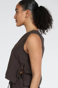 Neo Noir Svetlana linen top Top Donker bruin