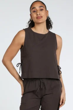 Neo Noir Svetlana linen top Top Donker bruin
