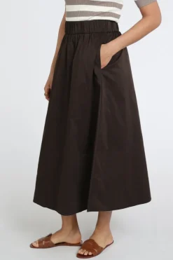 Neo Noir Yara Poplin skirt Rok wijd lang Bruin