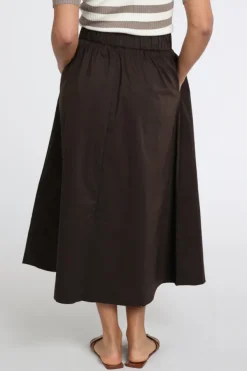 Neo Noir Yara Poplin skirt Rok wijd lang Bruin