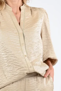 Nukus NKS02140 Blouse korte mouw Beige