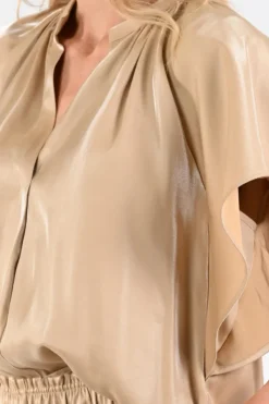 Nukus NKS01131 Blouse korte mouw Camel