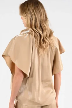 Nukus NKS01131 Blouse korte mouw Camel