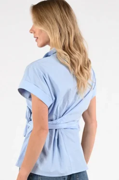 Nukus NKS01156 Blouse korte mouw Licht blauw