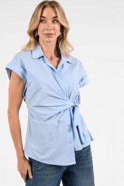 Nukus NKS01156 Blouse korte mouw Licht blauw