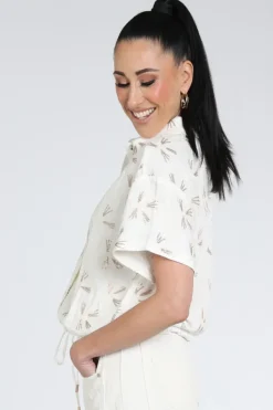 Nukus NKS02207 Blouse korte mouw Off white