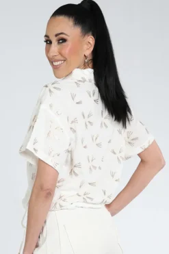 Nukus NKS02207 Blouse korte mouw Off white