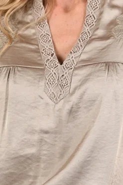 Nukus NKS01153 Blouse korte mouw Taupe