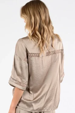 Nukus NKS01153 Blouse korte mouw Taupe