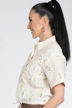 Nukus NKS02124 Blouse korte mouw Zand