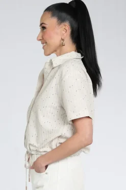 Nukus NKS02108 Blouse korte mouw Zand