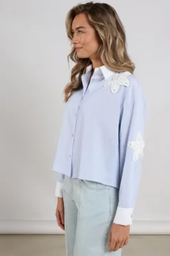 Nukus NKS02218 Blouse lange mouw Licht blauw