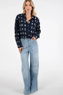 Nukus NKS02141 Blouse lange mouw Marine