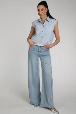Nukus NKS01155 Blouse mouwloos Licht blauw