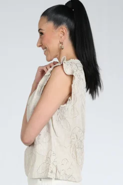 Nukus NKS01118 Blouse mouwloos Zand