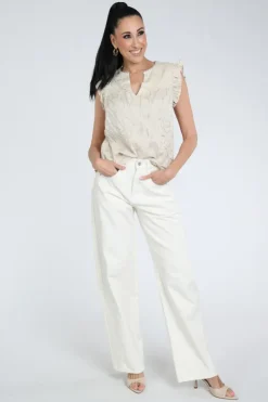 Nukus NKS01118 Blouse mouwloos Zand