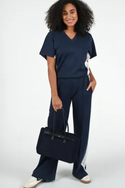 Ornella leder tas Tas Marine