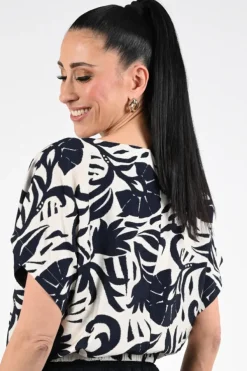 Oui 97402 Blouse korte mouw Marine