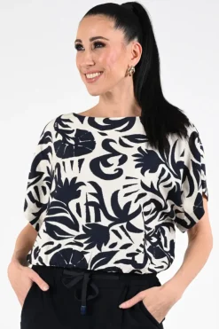 Oui 97402 Blouse korte mouw Marine