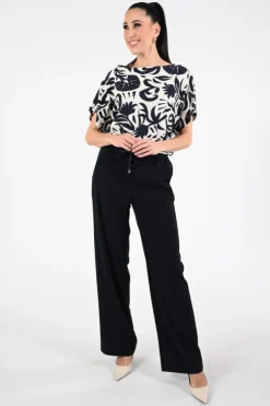 Oui 97402 Blouse korte mouw Marine