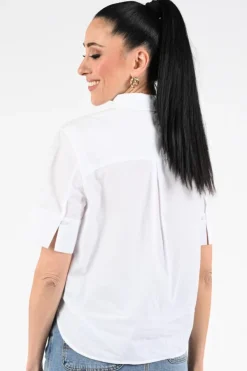 Oui 97230 Blouse korte mouw Wit