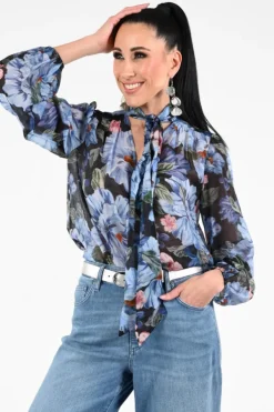 Oui 97236 Blouse lange mouw Marine