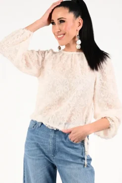 Oui 96457 Blouse lange mouw Off white