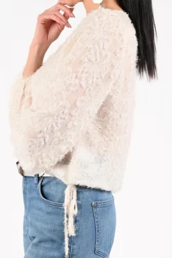 Oui 96457 Blouse lange mouw Off white