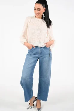 Oui 96457 Blouse lange mouw Off white