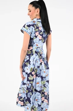 Oui 97172 Jurk korte mouw Marine
