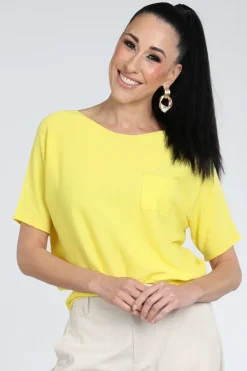 Oui 97242 Pull korte mouw Geel