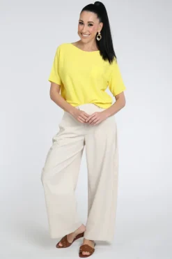 Oui 97242 Pull korte mouw Geel