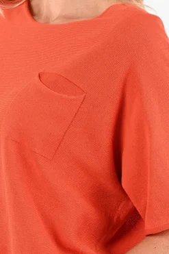 Oui 97242 Pull korte mouw Koraal