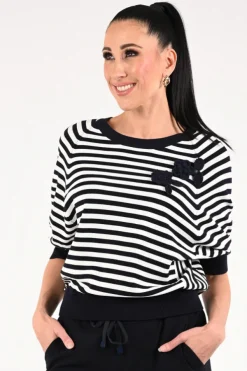 Oui 97427 Pull korte mouw Marine