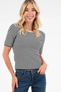 Oui 96490 Pull korte mouw Marine
