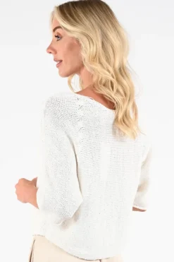 Oui 97252 Pull korte mouw Wit