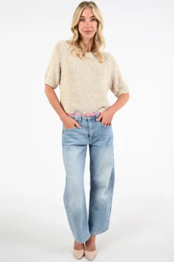 Oui 97421 Pull korte mouw Zand