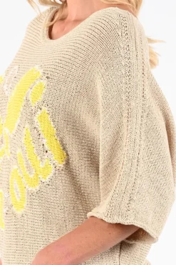 Oui 97433 Pull korte mouw Zand