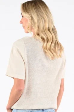 Oui 97257 Pull korte mouw Zand