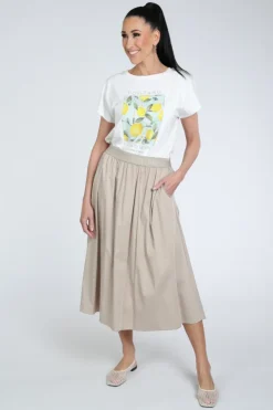 Oui 97301 Rok wijd lang Taupe