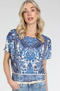 Oui 96408 T-shirt korte mouw Blauw