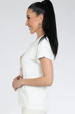 Oui 97515 T-shirt korte mouw Off white