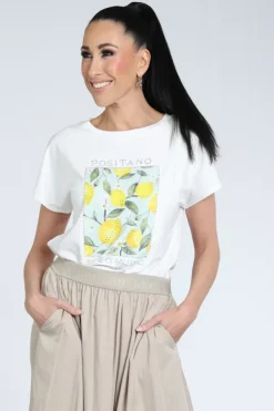Oui 97200 T-shirt korte mouw Off white